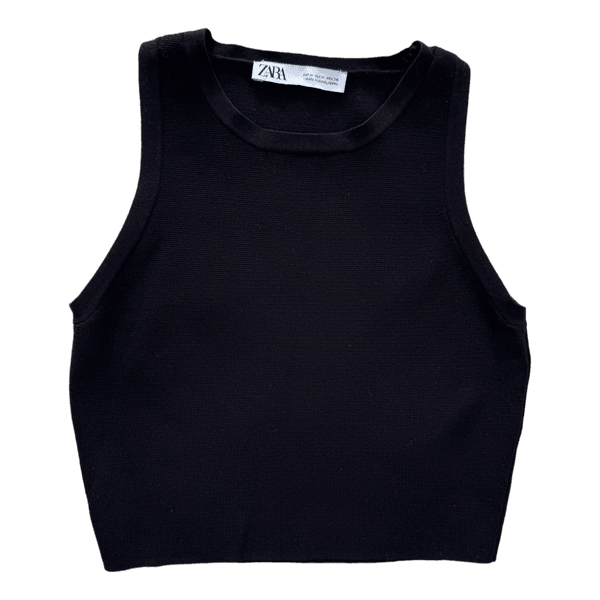 Black ribbed tank top Zara M