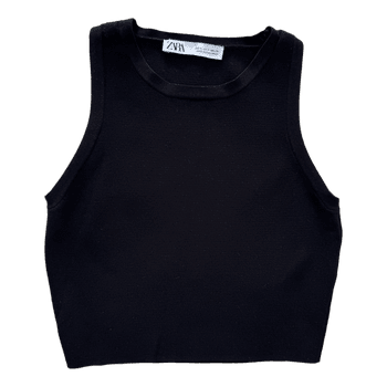 Black ribbed tank top Zara M