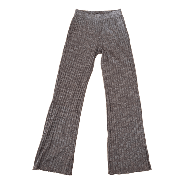 Brown ribbed wide-leg trousers