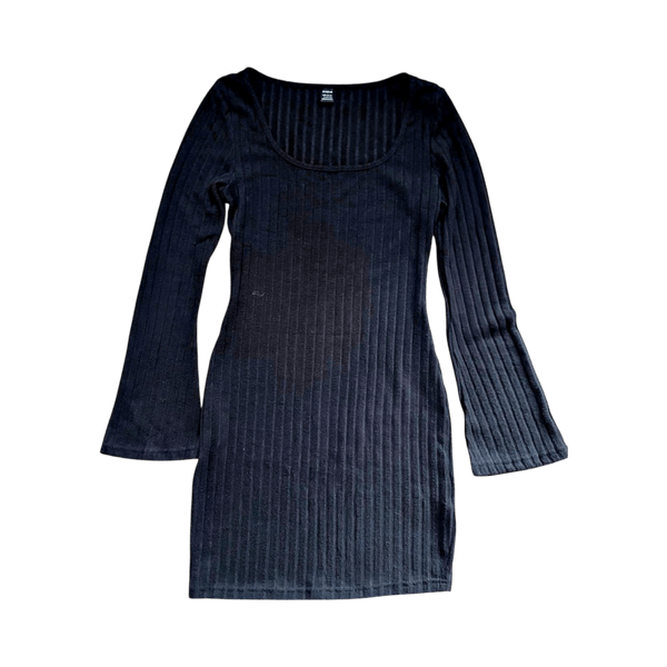 Black ribbed mini dress Shein