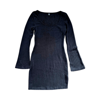 Black ribbed mini dress Shein
