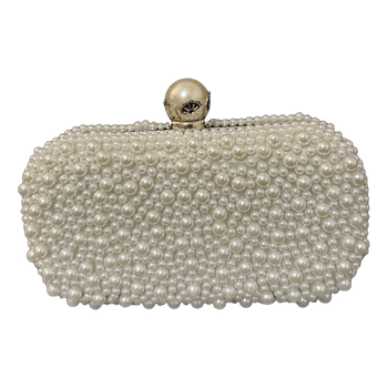 White pearl beaded clutch
