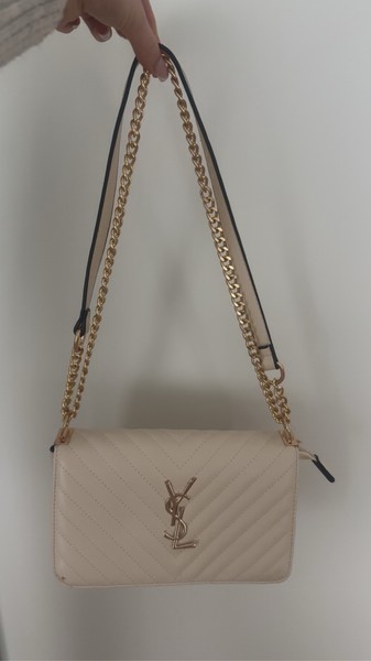 Beige quilted shoulder bag