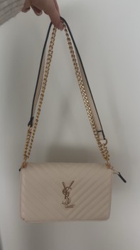 Beige quilted shoulder bag