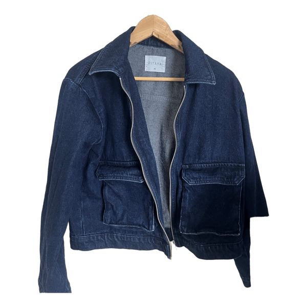 Mørkeblå denimjakke
