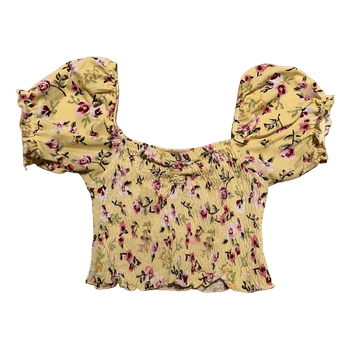 Yellow floral puff sleeve