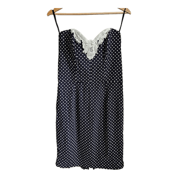 Helen Anderson Vintage Polka Dot Corset Dress Navy White EU44