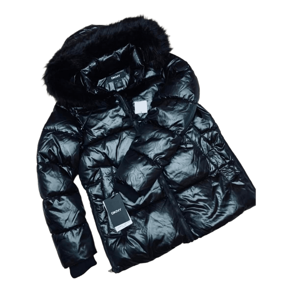 DKNY juoda pūkinė striukė