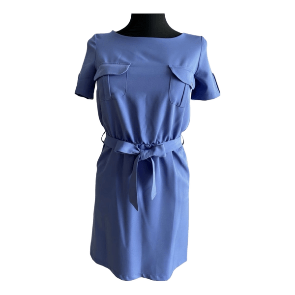 Blue tie-waist dress