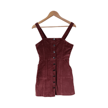 Viininpunainen corduroy-mekko