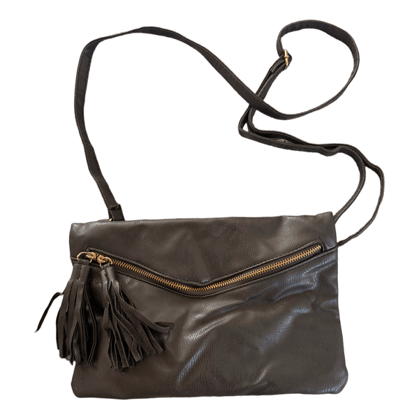 Black leather crossbody bag