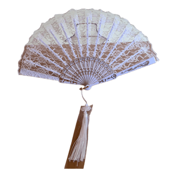 White lace folding fan.