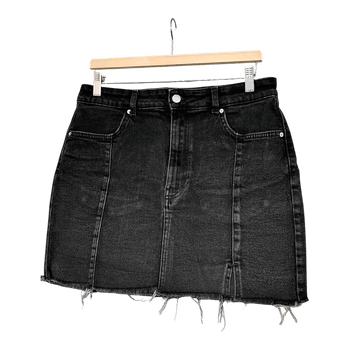 Black denim mini skirt