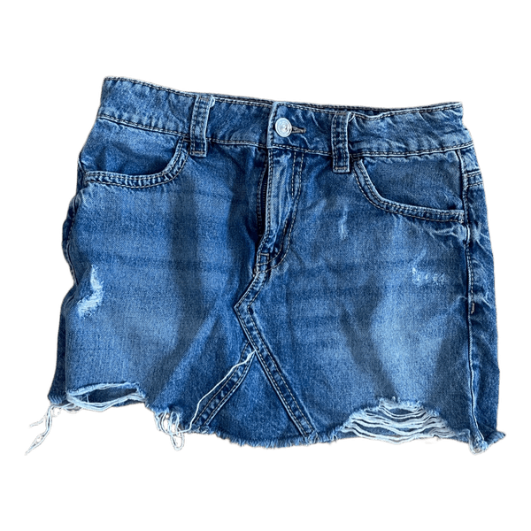 Blå denim mininederdel