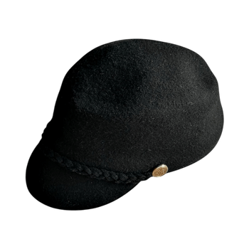 Black wool newsboy cap