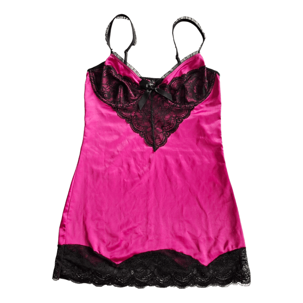 Pink black lace chemise