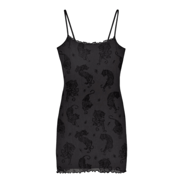 Black tiger print mini dress