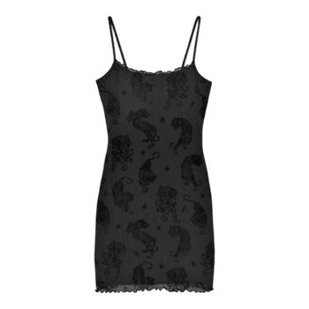 Black tiger print mini dress
