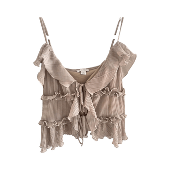 Beige ruffled crop top
