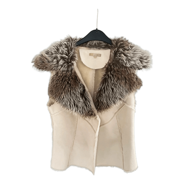 Beige faux fur vest