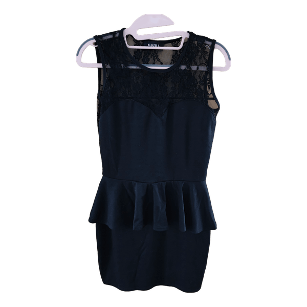 Musta pitsinen peplum klubimekko millenial klubi ajoilta :D Y2k fashion
