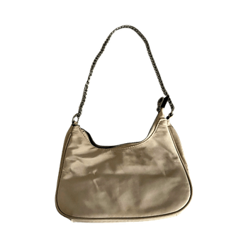 Beige shoulder bag with chain strap