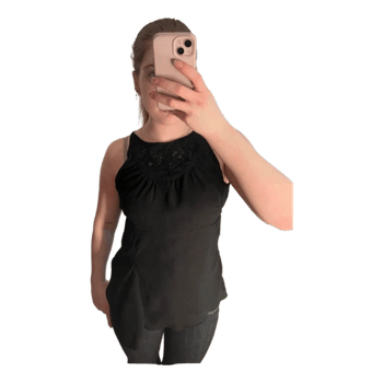Black sleeveless embellished top