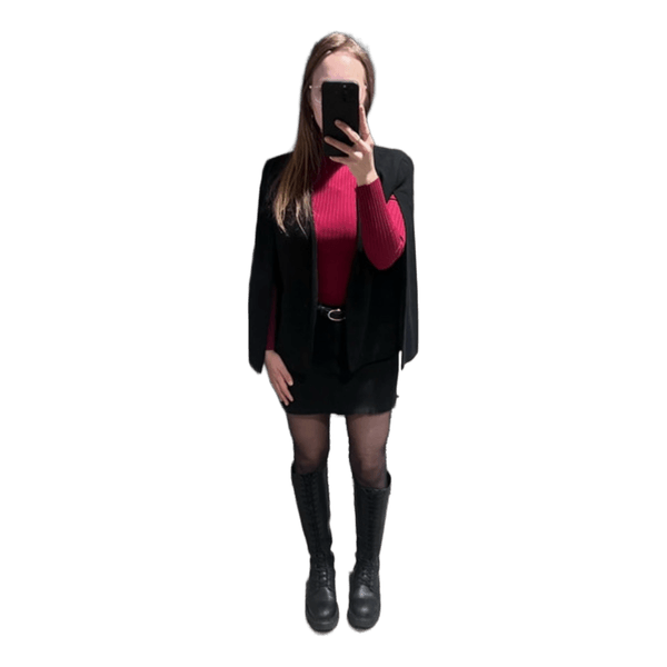 Red ribbed turtleneck top