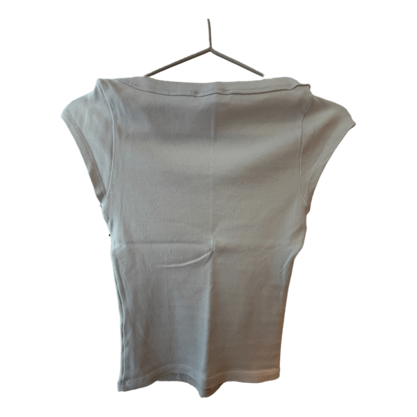 Hvid ribstrikket t-shirt