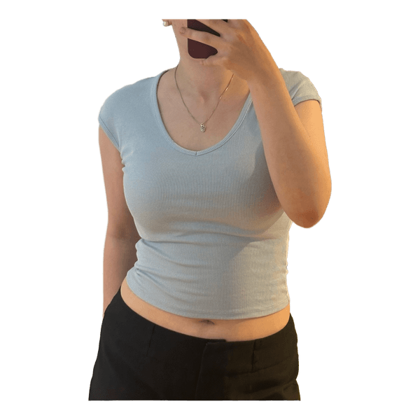 Light blue ribbed top