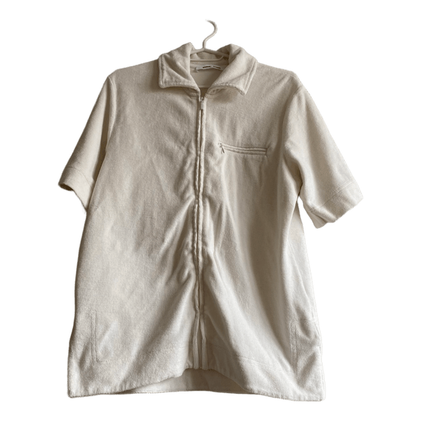Samsøe Samsøe White Terry Shirt Jacket Unisex S Organic Cotton Zip Minimalist