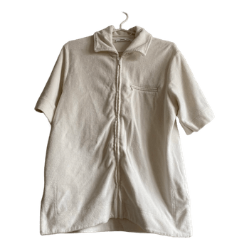 Samsøe Samsøe White Terry Shirt Jacket Unisex S Organic Cotton Zip Minimalist