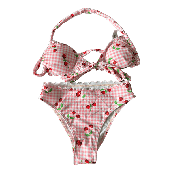 Pink cherry bikini set