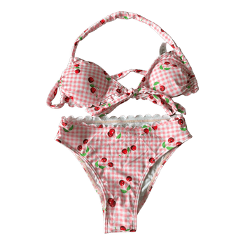 Pink cherry bikini set