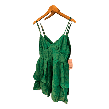 Green tiered mini dress