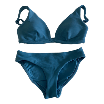Milea Ribbed Bikini Set Blue Size 8 S Textured Swimwear Australia Women