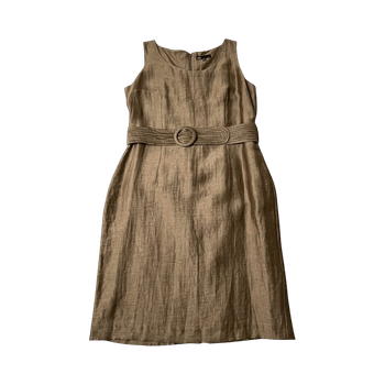 S.t.i Linen Blend Gold Tone Cocktail Dress Sz. 38