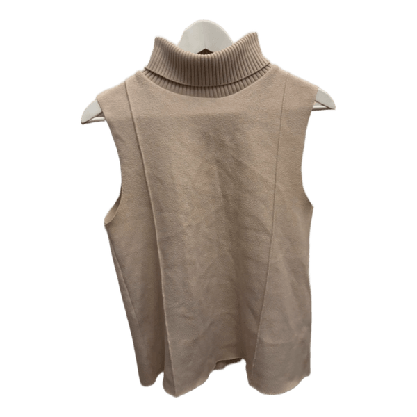 Beige stickad poloväst