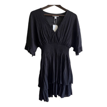 Black ruffled mini dress