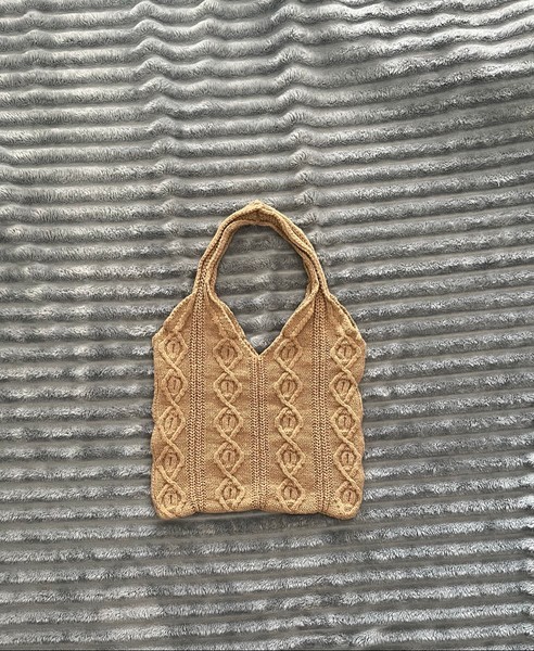 Brown knitted tote bag