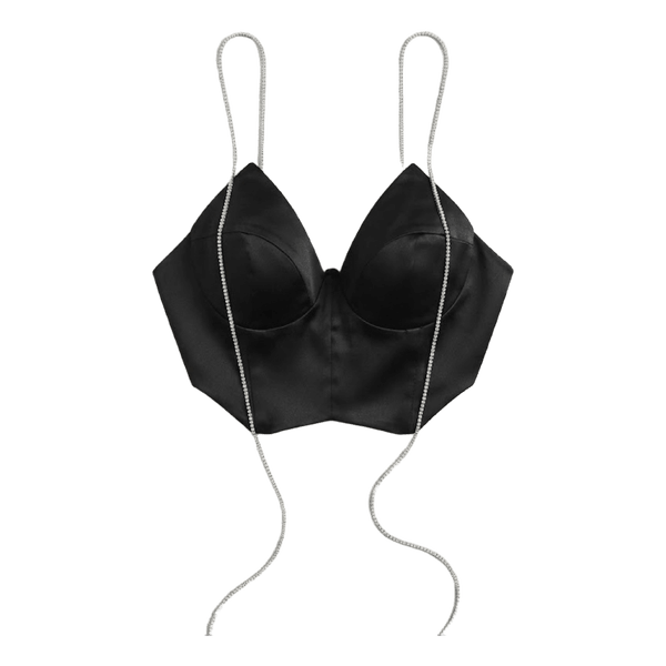 Black satin corset top