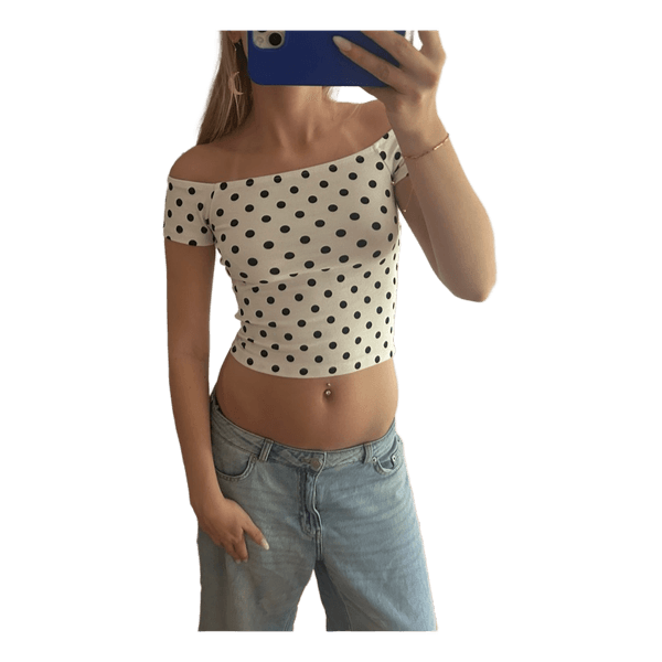 White polka dot crop top
