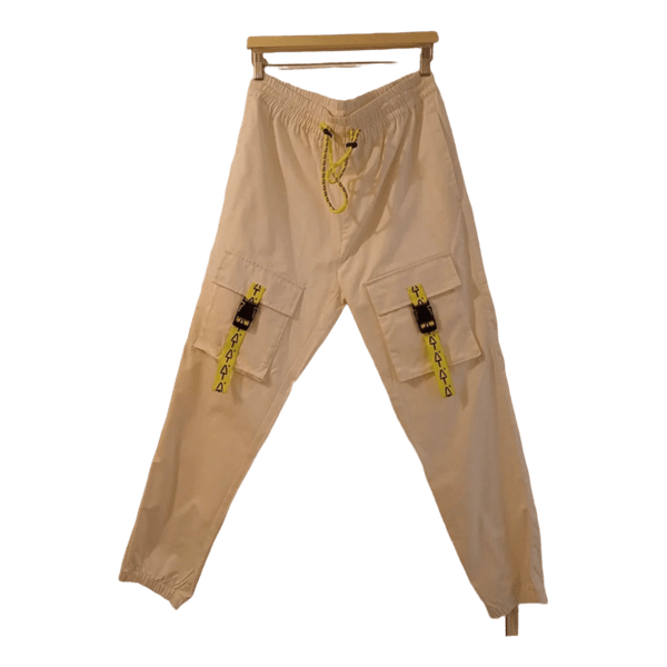 White cargo joggers