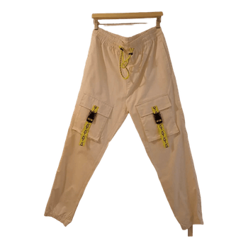 White cargo joggers