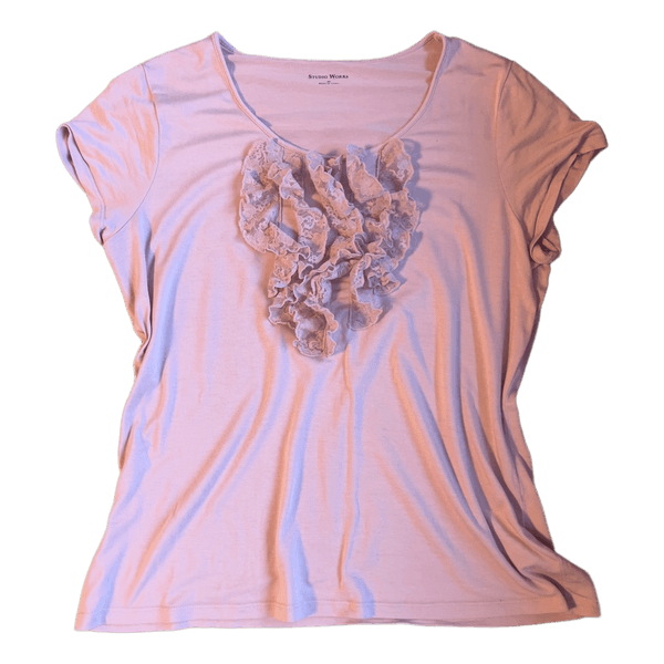 Studio Works pink ruffle t-shirt