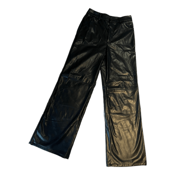 Black faux leather trousers