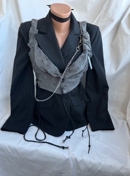 Avant garde Upcycled corset top grey coquette alt goth avant garde