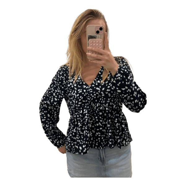 Sort mønstret ONLY bluse
