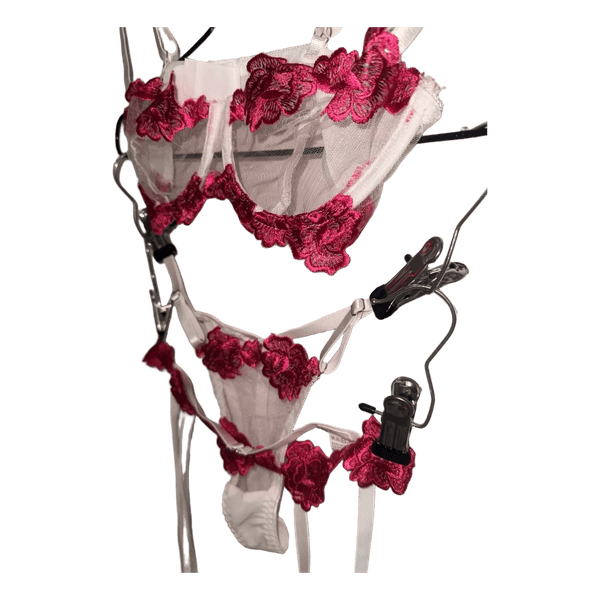 Floral embroidered lingerie set