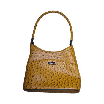 David Jones mustard ostrich-effect shoulder bag